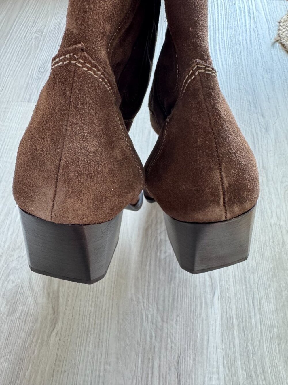 ZARA Suede Embroidered Cowboy Boots | Heart Cutout | Whipstitch | Brown | NWT | - Picture 16 of 16